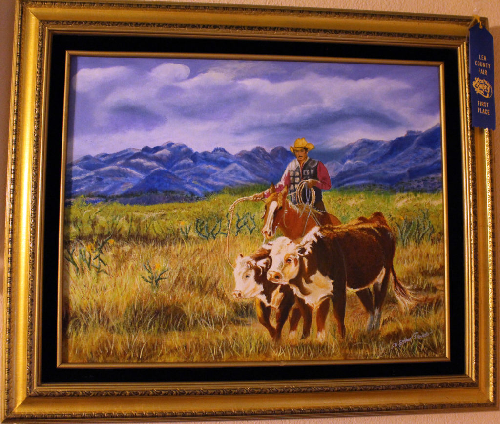 Cowboy Herding Cattle painting by Esther Trevizo