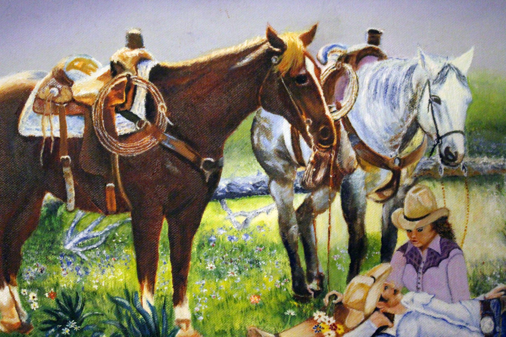 Country Couple painting closeup