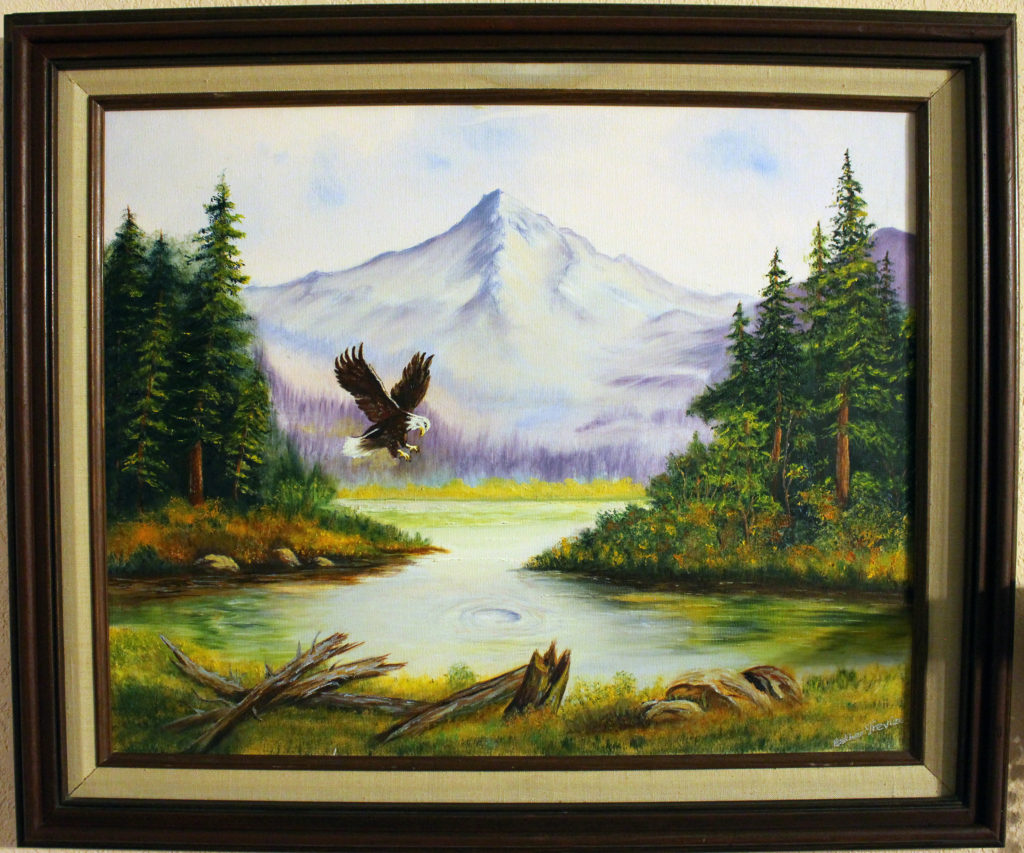 Eagle at Lake painting by Esther Trevizo