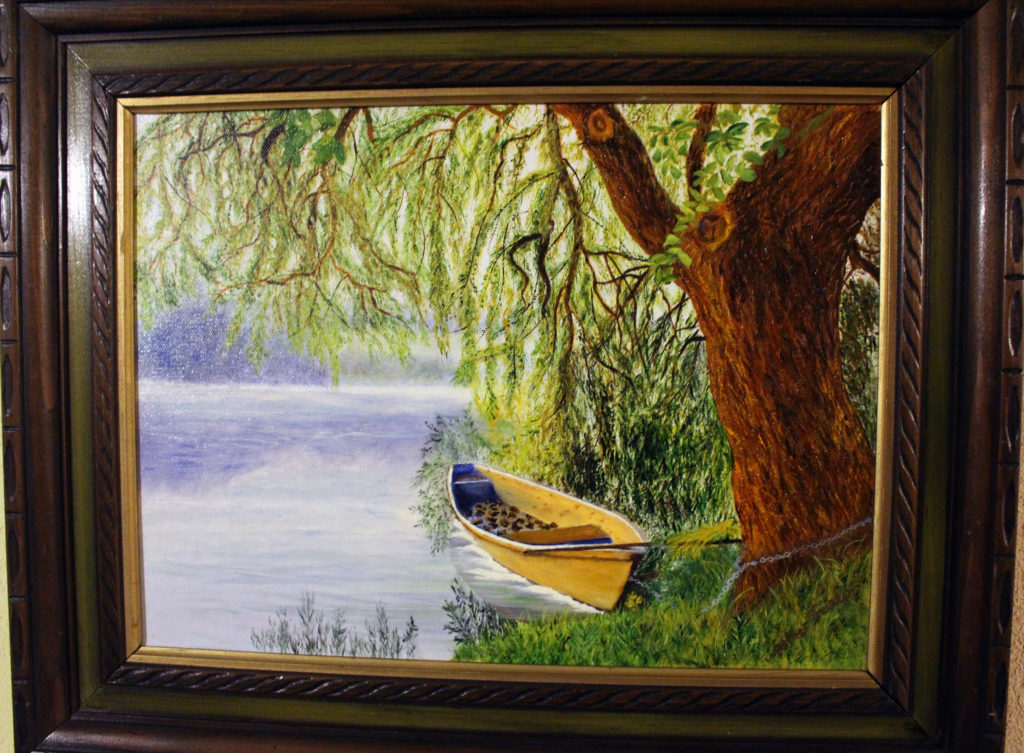 Rowboat painting by Esther Trevizo