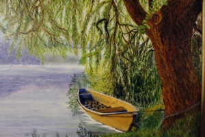 Rowboat painting closeup