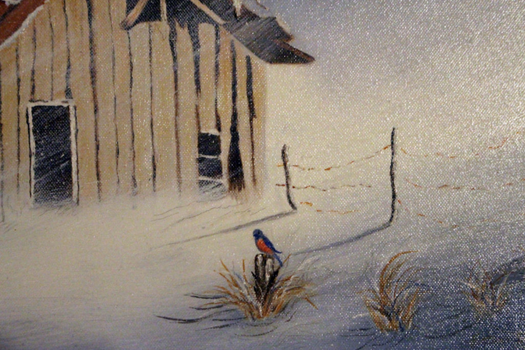 Winter Shed painting closeup